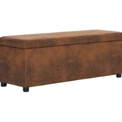 vidaXL Banco con espacio de almacenaje 116 cm ante sintético marrón Marr&oacute;n Online