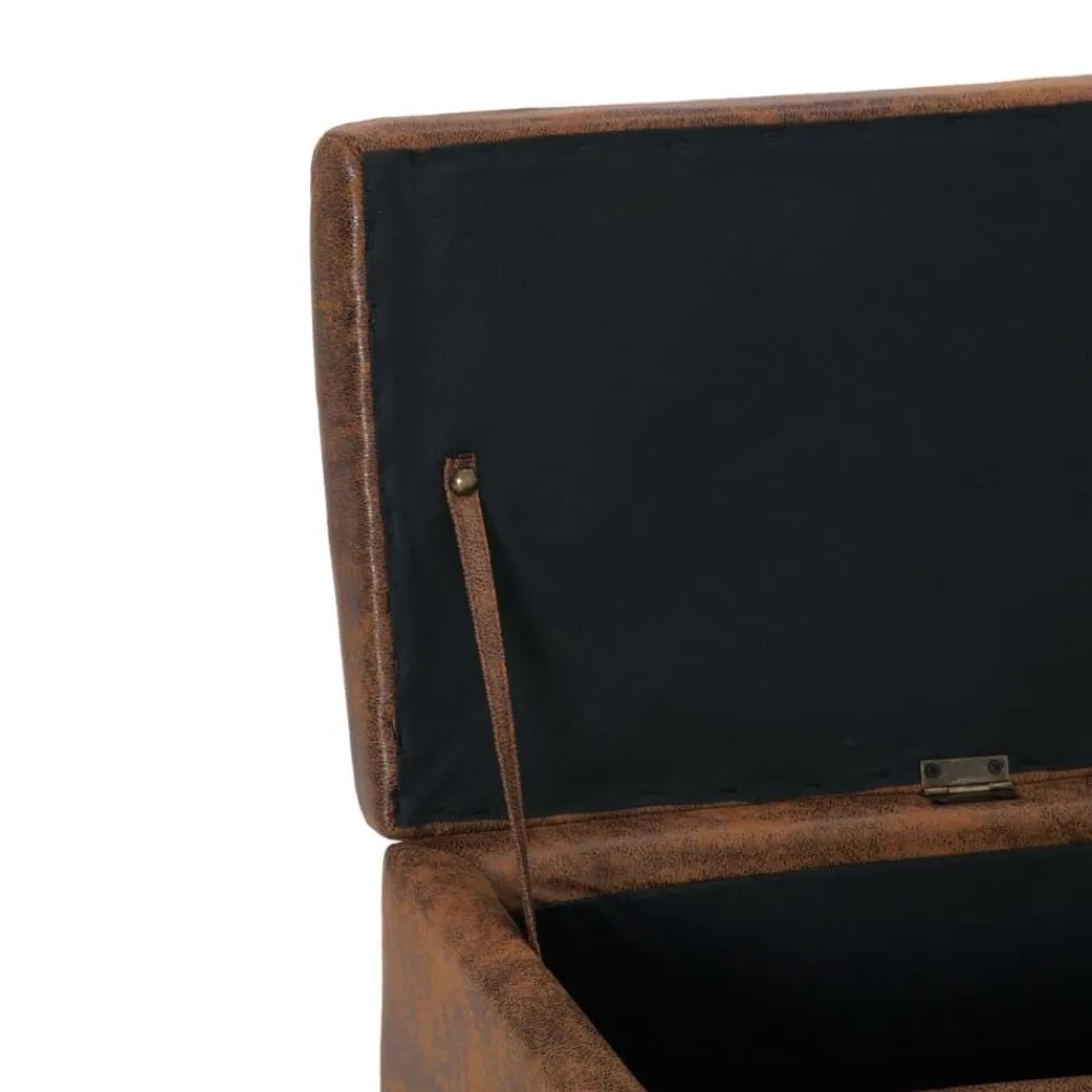 vidaXL Banco con espacio de almacenaje 116 cm ante sintético marrón Marrón Online