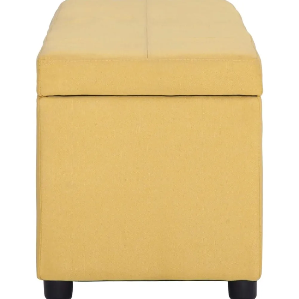 vidaXL Banco con espacio de almacenaje 116 cm poliéster Amarillo Best