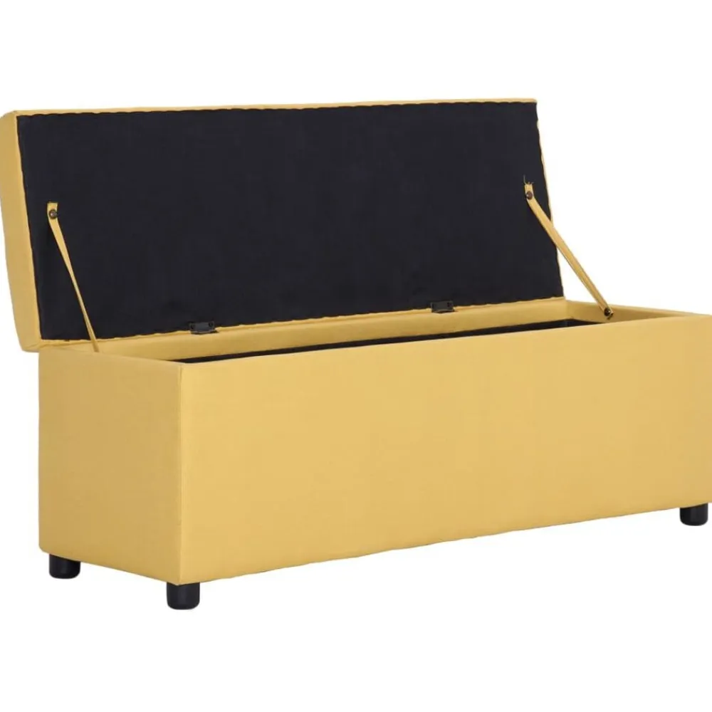 vidaXL Banco con espacio de almacenaje 116 cm poliéster Amarillo Best