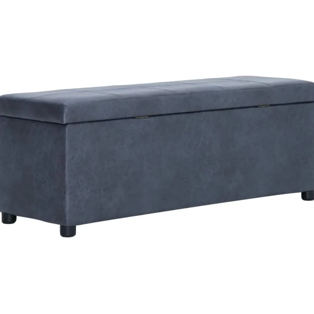 vidaXL Banco con espacio de almacenaje 116 cm piel ante sintética Gris New