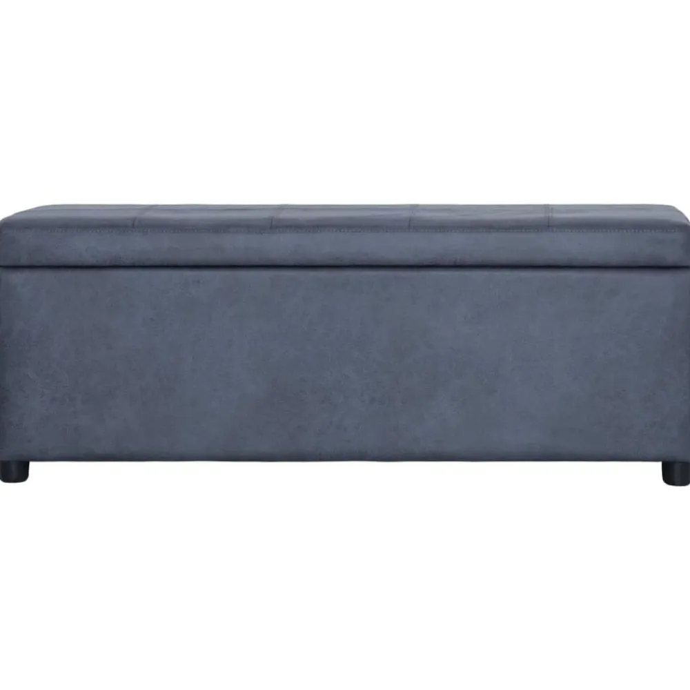 vidaXL Banco con espacio de almacenaje 116 cm piel ante sintética Gris New