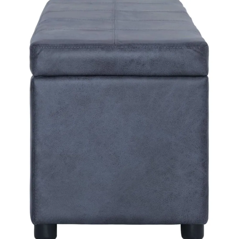 vidaXL Banco con espacio de almacenaje 116 cm piel ante sintética Gris New