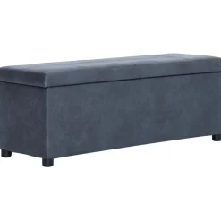 vidaXL Banco con espacio de almacenaje 116 cm piel ante sintética Gris New