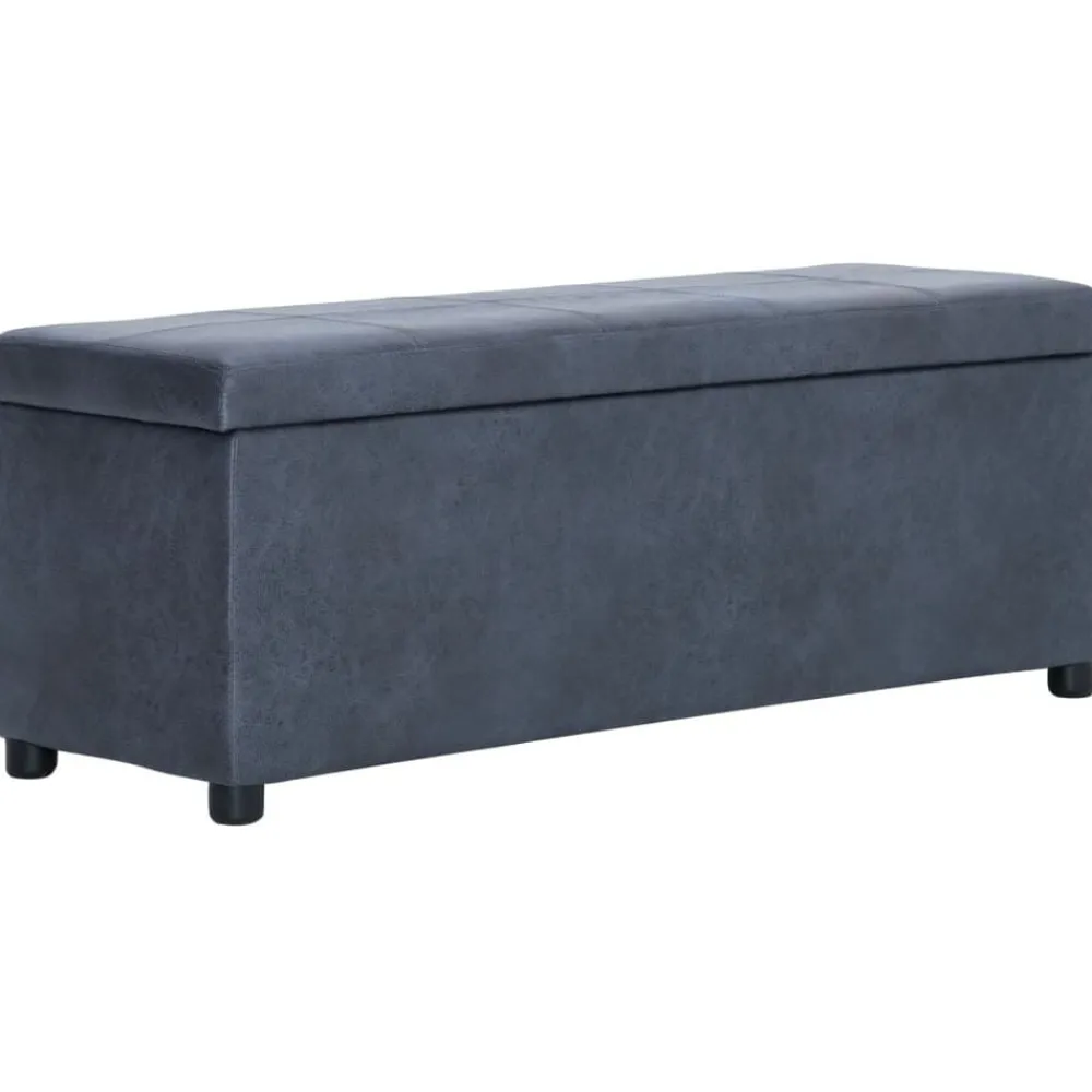 vidaXL Banco con espacio de almacenaje 116 cm piel ante sintética Gris New