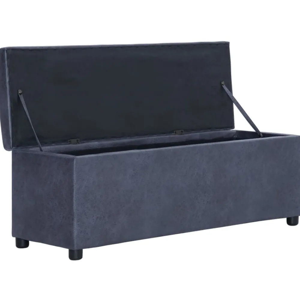 vidaXL Banco con espacio de almacenaje 116 cm piel ante sintética Gris New