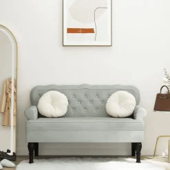 vidaXL Bancos-Banco con respaldo de terciopelo 119,5x64,5x75 cm