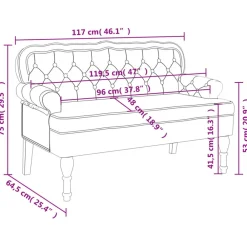 vidaXL Bancos-Banco con respaldo de terciopelo 119,5x64,5x75 cm