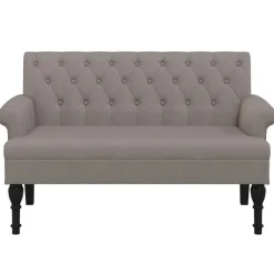 vidaXL Banco con respaldo tela gris taupe 120x62x75,5 cm Taupé Sale