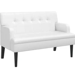 vidaXL Banco con respaldo cuero sintético 112x65,5x75 cm Blanco New