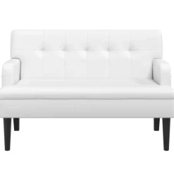 vidaXL Banco con respaldo cuero sintético 112x65,5x75 cm Blanco New