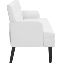 vidaXL Banco con respaldo cuero sintético 112x65,5x75 cm Blanco New