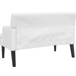 vidaXL Banco con respaldo cuero sintético 112x65,5x75 cm Blanco New