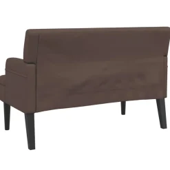vidaXL Bancos-Banco con respaldo cuero sintético marrón 112x65,5x75 cm