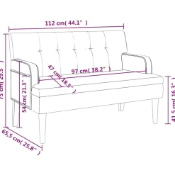 vidaXL Bancos-Banco con respaldo 112x65,5x75 cm Cuero sintético