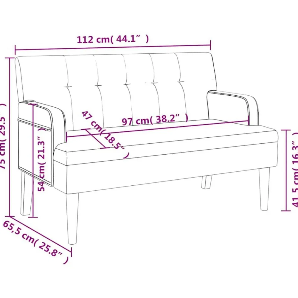 vidaXL Bancos-Banco con respaldo 112x65,5x75 cm Cuero sintético