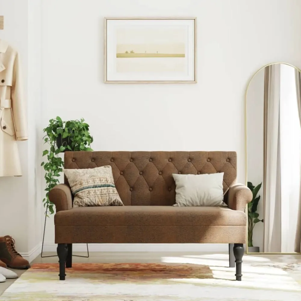 vidaXL Banco con respaldo ante sintético marrón 120x62x75,5 cm Marrón Sale