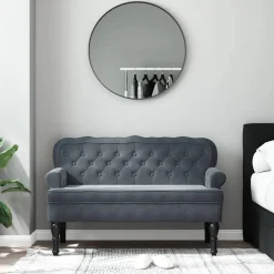 vidaXL Bancos-Banco con respaldo terciopelo 119,5x64,5x75 cm