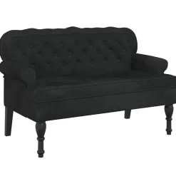 vidaXL Banco con respaldo Terciopelo 119,5x64,5x75 cm Negro Best