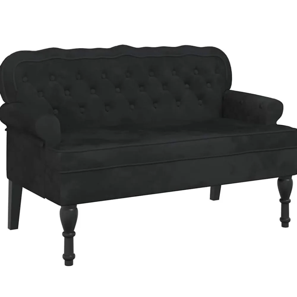 vidaXL Banco con respaldo Terciopelo 119,5x64,5x75 cm Negro Best