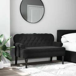 vidaXL Banco con respaldo Terciopelo 119,5x64,5x75 cm Negro Best