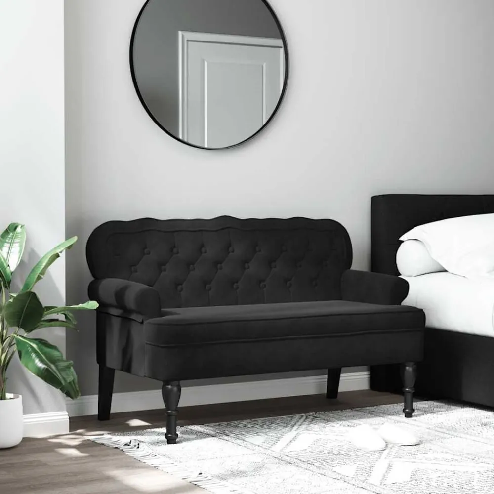 vidaXL Banco con respaldo Terciopelo 119,5x64,5x75 cm Negro Best