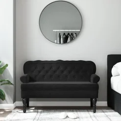 vidaXL Banco con respaldo Terciopelo 119,5x64,5x75 cm Negro Best