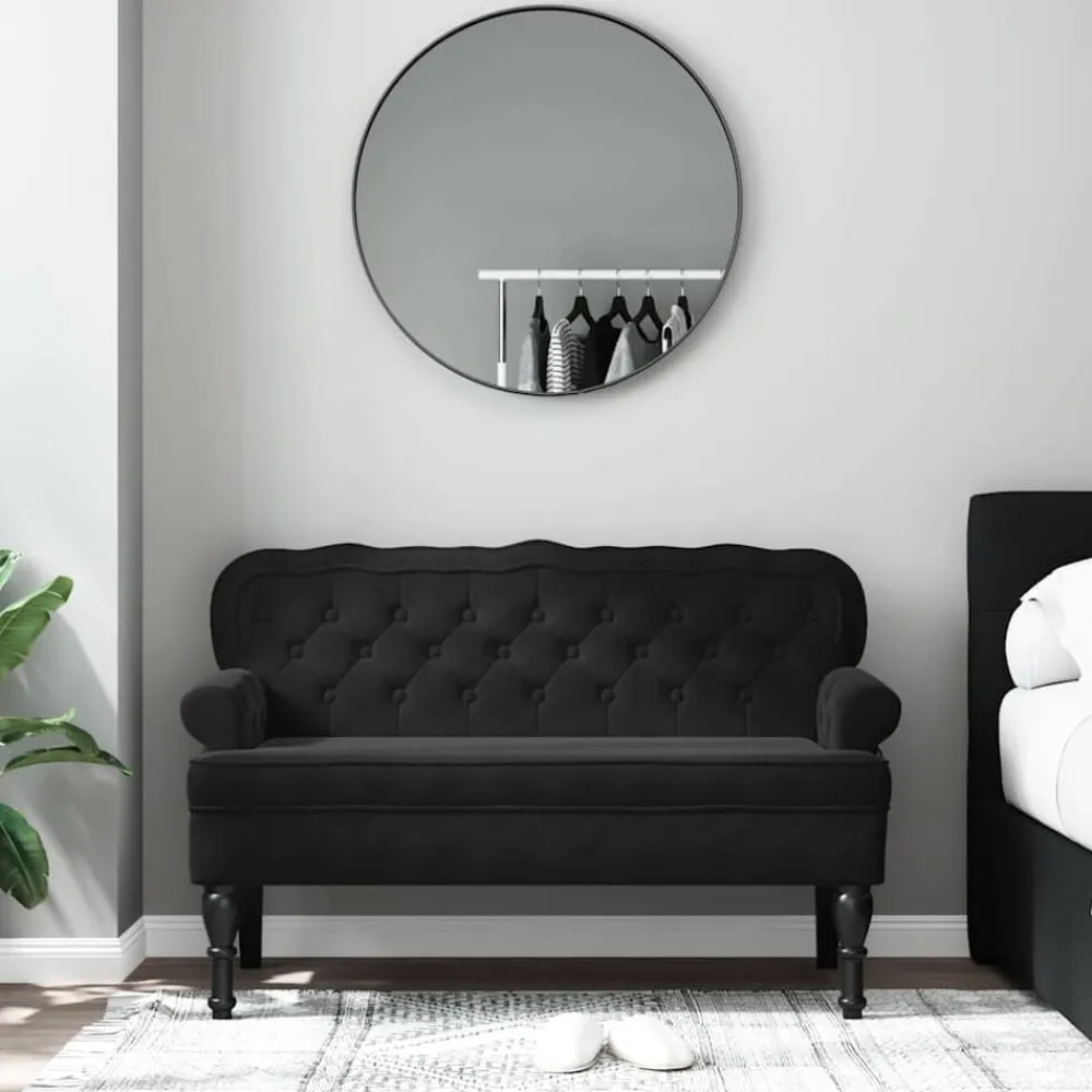 vidaXL Banco con respaldo Terciopelo 119,5x64,5x75 cm Negro Best