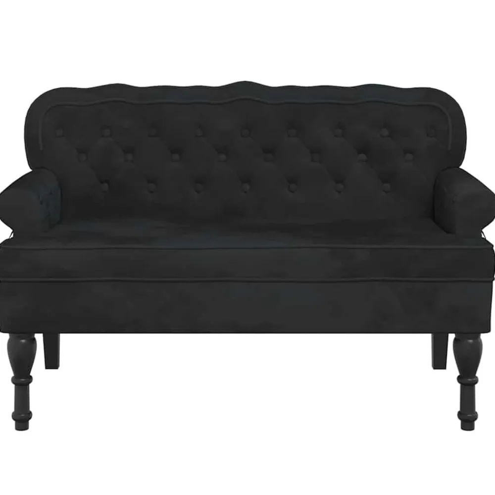 vidaXL Banco con respaldo Terciopelo 119,5x64,5x75 cm Negro Best