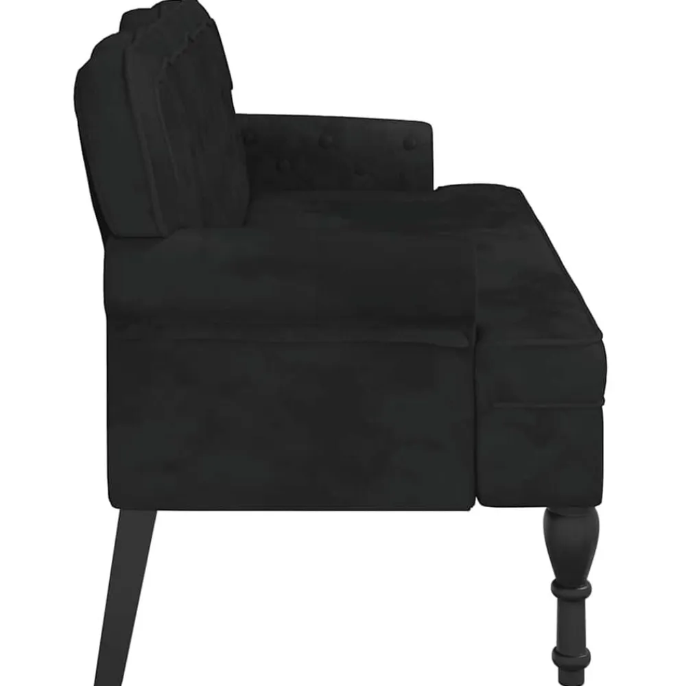 vidaXL Banco con respaldo Terciopelo 119,5x64,5x75 cm Negro Best