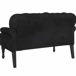 vidaXL Banco con respaldo Terciopelo 119,5x64,5x75 cm Negro Best