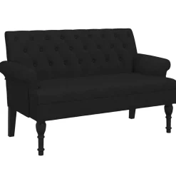 vidaXL Banco con respaldo de tela 120x62x75,5 cm Negro Sale