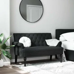 vidaXL Banco con respaldo de tela 120x62x75,5 cm Negro Sale