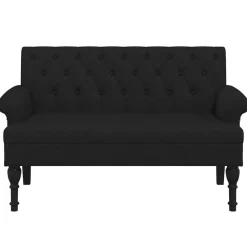vidaXL Banco con respaldo de tela 120x62x75,5 cm Negro Sale