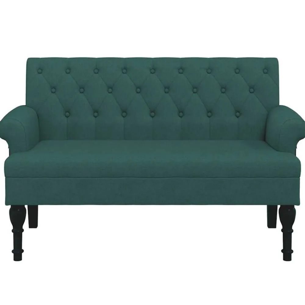 vidaXL Banco con respaldo tela 120x62x75,5 cm Verde oscuro Sale