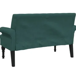 vidaXL Banco con respaldo tela 120x62x75,5 cm Verde oscuro Sale