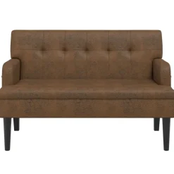 vidaXL Bancos-Banco con respaldo ante sintético marrón 112x65,5x75 cm