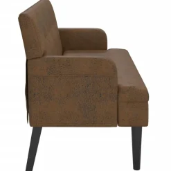 vidaXL Bancos-Banco con respaldo ante sintético marrón 112x65,5x75 cm
