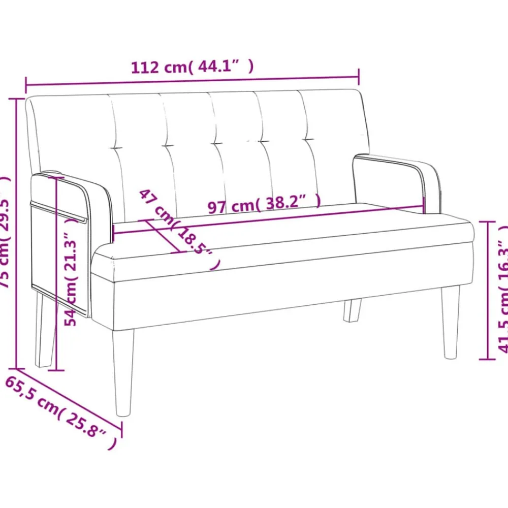 vidaXL Bancos-Banco con respaldo ante sintético marrón 112x65,5x75 cm
