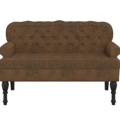 vidaXL Banco con respaldo ante sintético marrón 119,5x64,5x75 cm Marrón Clearance