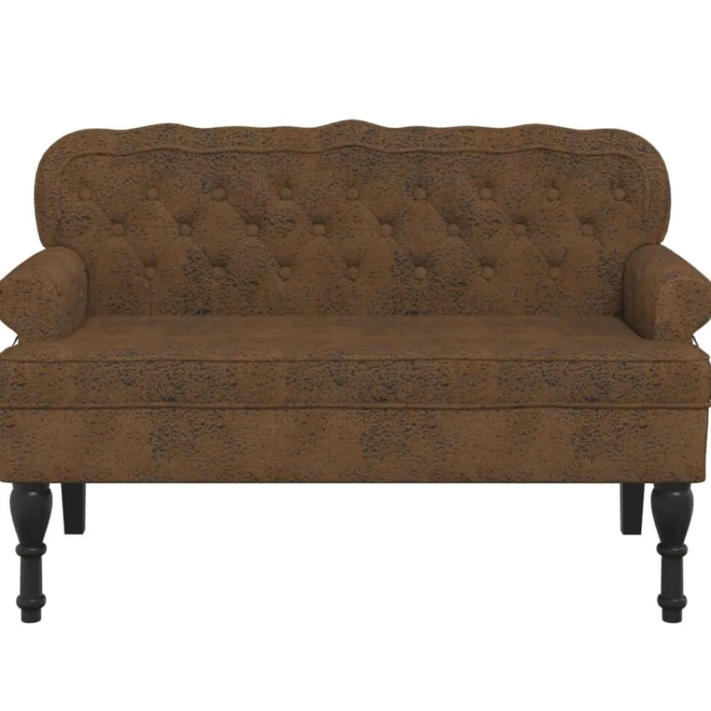 vidaXL Banco con respaldo ante sintético marrón 119,5x64,5x75 cm Marrón Clearance