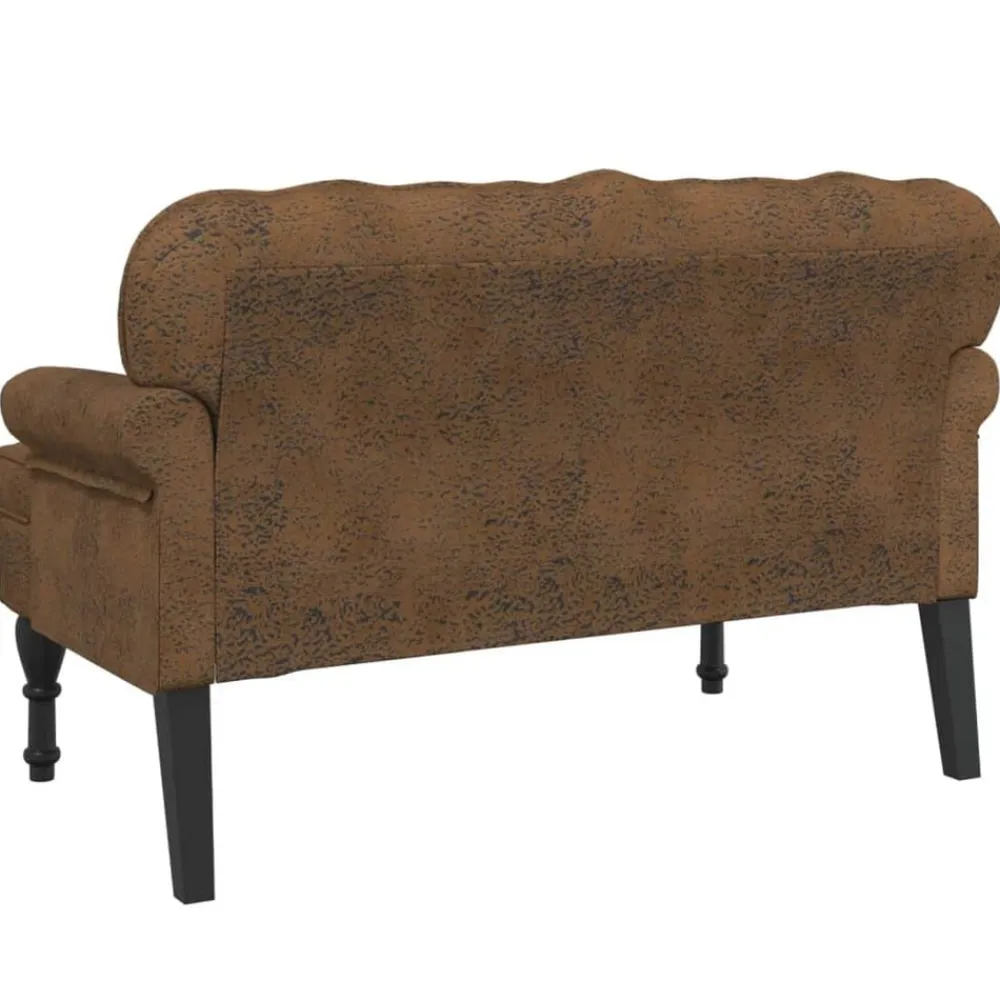 vidaXL Banco con respaldo ante sintético marrón 119,5x64,5x75 cm Marrón Clearance