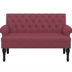 vidaXL Bancos-Banco con respaldo tela rojo tinto 120x62x75,5 cm