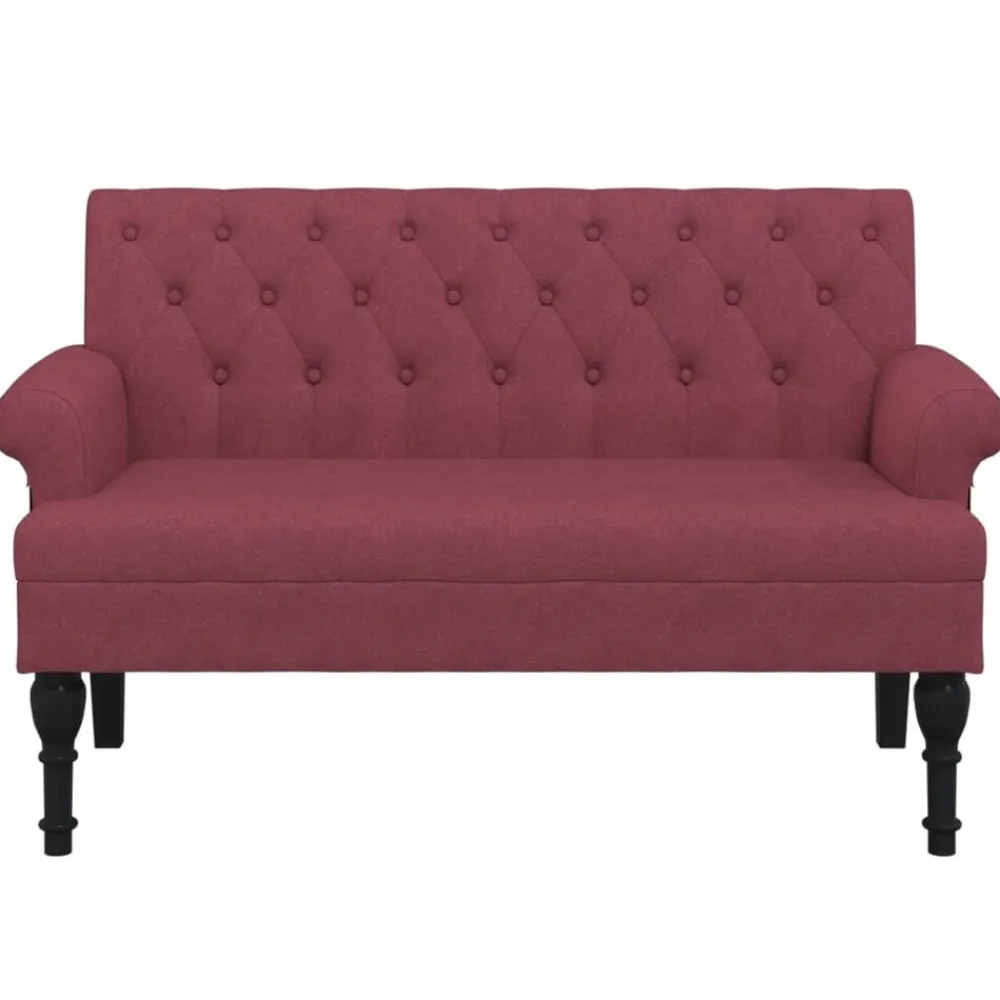 vidaXL Bancos-Banco con respaldo tela rojo tinto 120x62x75,5 cm