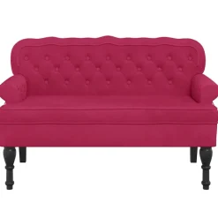 vidaXL Banco con respaldo terciopelo rojo tinto 119,5x64,5x75 cm Rojo vino tinto New