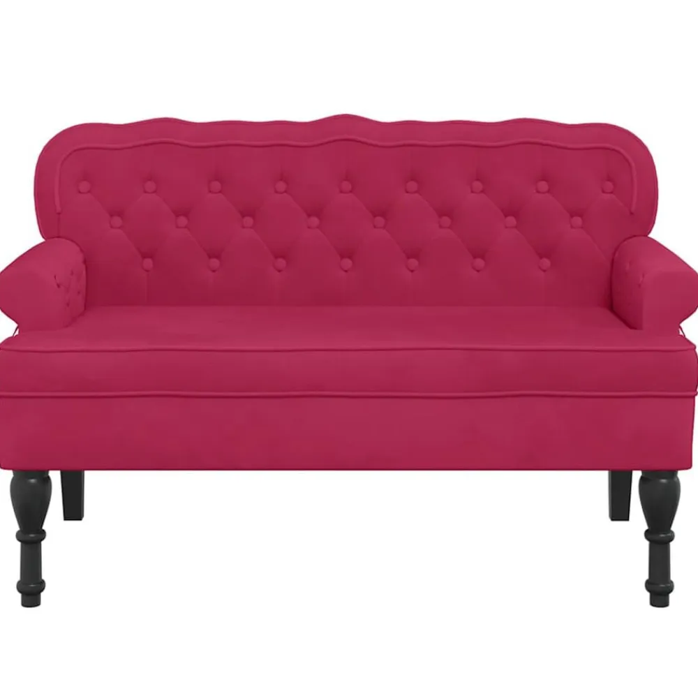 vidaXL Banco con respaldo terciopelo rojo tinto 119,5x64,5x75 cm Rojo vino tinto New