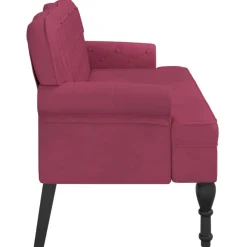 vidaXL Banco con respaldo terciopelo rojo tinto 119,5x64,5x75 cm Rojo vino tinto New