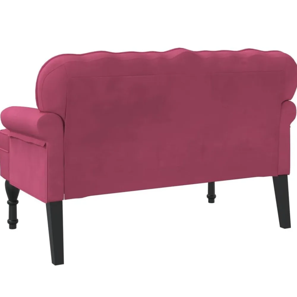 vidaXL Banco con respaldo terciopelo rojo tinto 119,5x64,5x75 cm Rojo vino tinto New