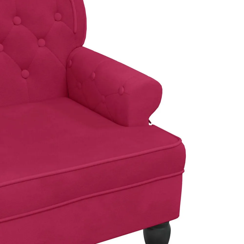 vidaXL Banco con respaldo terciopelo rojo tinto 119,5x64,5x75 cm Rojo vino tinto New