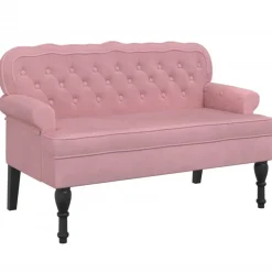 vidaXL Banco con respaldo terciopelo 119,5x64,5x75 cm Rosa